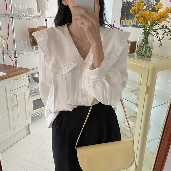 women's blouses & shirts women chic turn-down collar solid sweet retro french gentle long sleeve elegance loose blouse female, White
women's blouses & shirts women chic turn-down collar solid sweet retro french gentle long sleeve elegance loose blouse female, White