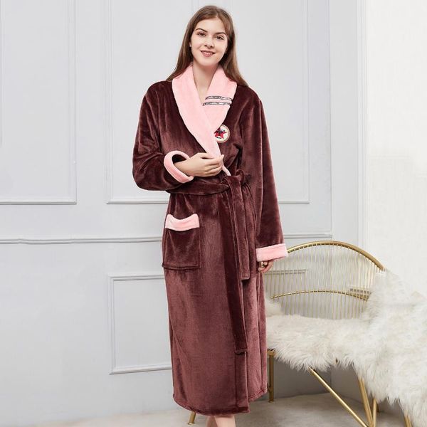 women's sleepwear winter women bathrobe gown flannel robe warm thick female kimono coral fleece nightgown casual home dress, Black;red
women's sleepwear winter women bathrobe gown flannel robe warm thick female kimono coral fleece nightgown casual home dress, Black;red