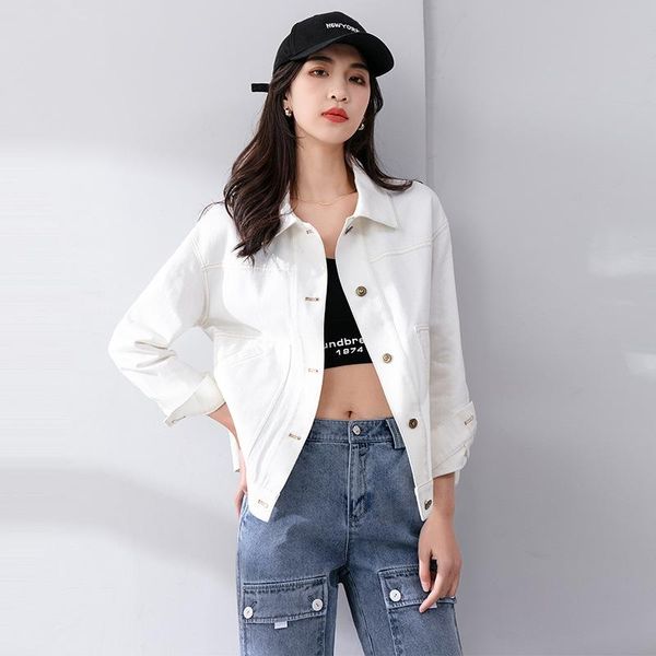 spring white denim jacket loose stretch casual women's lapel comfortable short jackets, Black;brown
spring white denim jacket loose stretch casual women's lapel comfortable short jackets, Black;brown