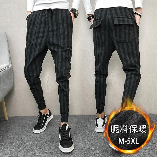 men's pants trouses winter warm striped ankle length pencil straight elastic casual loose street social male man's, Black
men's pants trouses winter warm striped ankle length pencil straight elastic casual loose street social male man's, Black