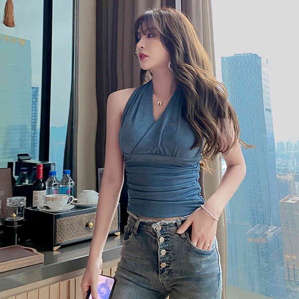 fashionable women's blouse will see temperament sleeveless halter shirt thin shirts, White
fashionable women's blouse will see temperament sleeveless halter shirt thin shirts, White