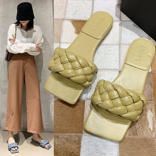 slippers women's summer soild color sandals 2021 flat platform leather weave muller female comfortable fashion shoes, Black
slippers women's summer soild color sandals 2021 flat platform leather weave muller female comfortable fashion shoes, Black