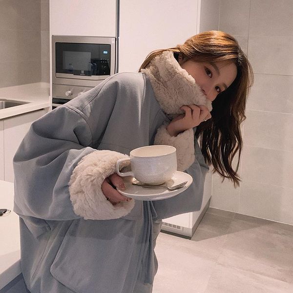 women winter thicken short parkas fuzzy collar zipper cotton coat oversized lambwool overcoat big pocket jacket women's down, Black
women winter thicken short parkas fuzzy collar zipper cotton coat oversized lambwool overcoat big pocket jacket women's down, Black