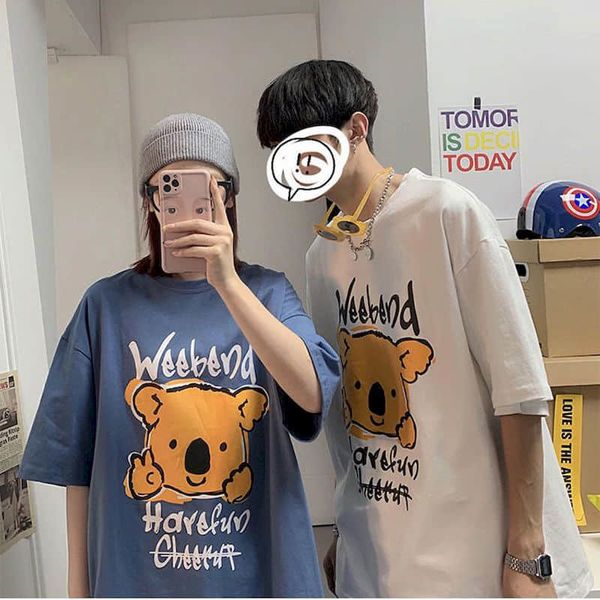 women's knits & tees cotton men's and women's short sleeve t-shirt, cartoon bear loose shirt, harajuku middle student shirt, White
women's knits & tees cotton men's and women's short sleeve t-shirt, cartoon bear loose shirt, harajuku middle student shirt, White