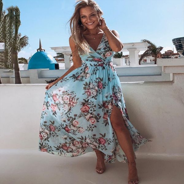 summer boho floral maxi womens dress v neck sleeveless slit pink long beach party dresses sundress robe femme, Black;gray
summer boho floral maxi womens dress v neck sleeveless slit pink long beach party dresses sundress robe femme, Black;gray