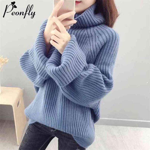 peonfly turtleneck solid color sweater women winter warm loose oversize knitted pullover female soft jumper 210914, White;black
peonfly turtleneck solid color sweater women winter warm loose oversize knitted pullover female soft jumper 210914, White;black