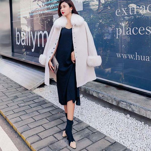 women's fur & faux sheep shearing jacket collar coat one autumn long sleeve windbreaker mid-length skirt europe and america, Black
women's fur & faux sheep shearing jacket collar coat one autumn long sleeve windbreaker mid-length skirt europe and america, Black