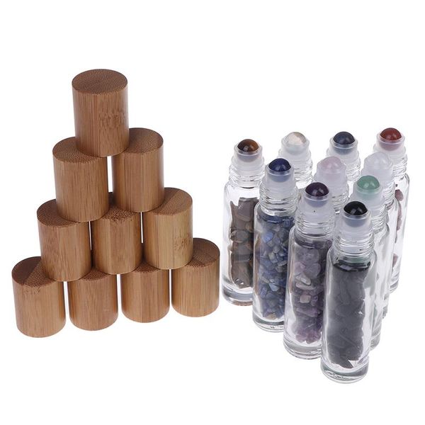 storage bottles & jars 10ml/bottle natural essential roller ball bottle gemstones oil glass with bamboo lid caps
storage bottles & jars 10ml/bottle natural essential roller ball bottle gemstones oil glass with bamboo lid caps