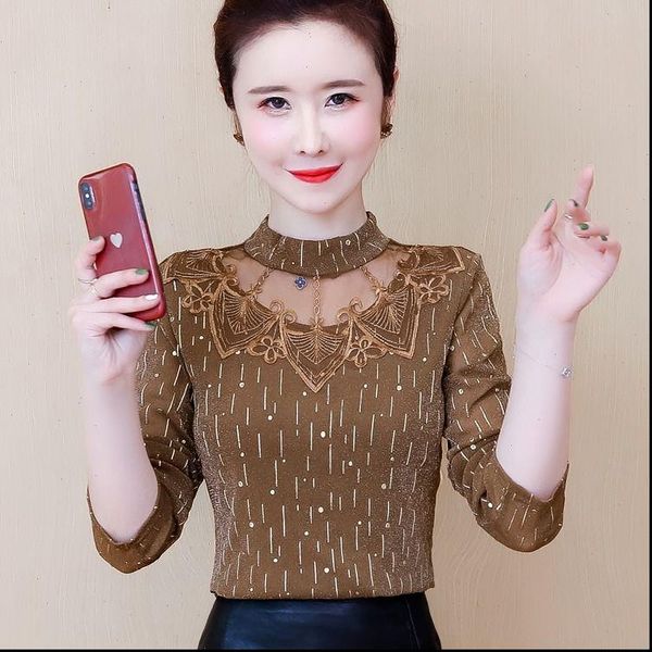 women shirts womens spring autumn embroidery lace o neck blouses long sleeve elegant fashion dd8287, White
women shirts womens spring autumn embroidery lace o neck blouses long sleeve elegant fashion dd8287, White