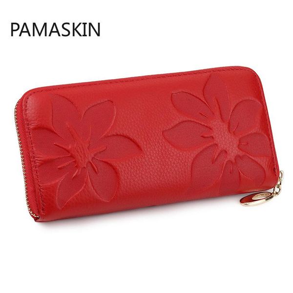 genuine leather women long wallets floral design zipper purses female clutch card holder phone pocket, Red;black
genuine leather women long wallets floral design zipper purses female clutch card holder phone pocket, Red;black