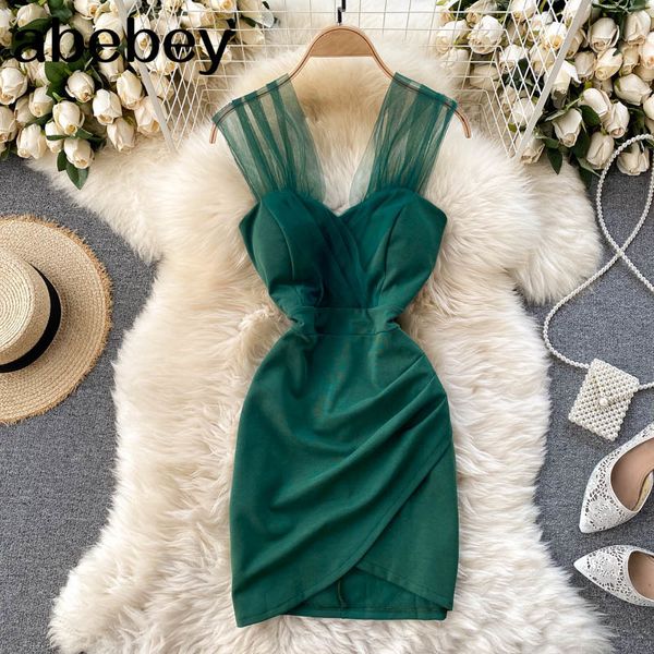 women splice mesh tank dress v neck sleeveless backless party summer korean slim asymmetry short 210512, Black;gray
women splice mesh tank dress v neck sleeveless backless party summer korean slim asymmetry short 210512, Black;gray
