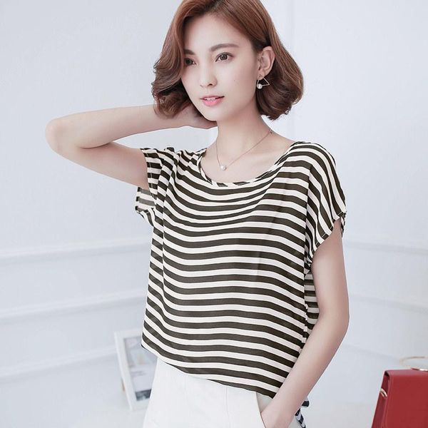 women's t-shirt 2021 summer korean version of sleeve chiffon shirt ladies short striped jacket loose slim size, White
women's t-shirt 2021 summer korean version of sleeve chiffon shirt ladies short striped jacket loose slim size, White