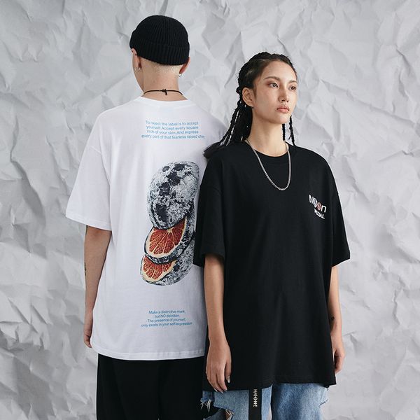 wxwovdy 2019 summer new orange moon brand oversize street short sve t-shirt for coupl, White;black
wxwovdy 2019 summer new orange moon brand oversize street short sve t-shirt for coupl, White;black