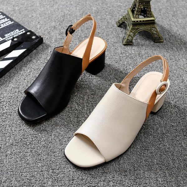 euro station 2021 summer women's shoes thick heel with fish mouth open toe after empty leather roman sandals dress, Black
euro station 2021 summer women's shoes thick heel with fish mouth open toe after empty leather roman sandals dress, Black