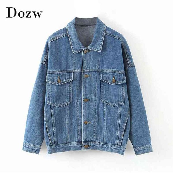 women streetwear denim jacket with pockets batwing long sleeve single breasted coat loose turn down collar outwear 210515, Black;brown
women streetwear denim jacket with pockets batwing long sleeve single breasted coat loose turn down collar outwear 210515, Black;brown