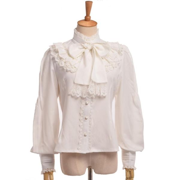 women's blouses & shirts women elegant vintage victorian royal bow stand collar long sleeve ruffles lolita lace shirt, White
women's blouses & shirts women elegant vintage victorian royal bow stand collar long sleeve ruffles lolita lace shirt, White
