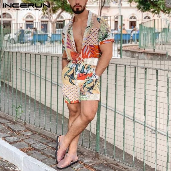 men's shorts 2021 summer printed jumpsuit incerun men short sleeve button shirt drawstring rompers man hwaiian beach loose overalls 5xl, White;black
men's shorts 2021 summer printed jumpsuit incerun men short sleeve button shirt drawstring rompers man hwaiian beach loose overalls 5xl, White;black