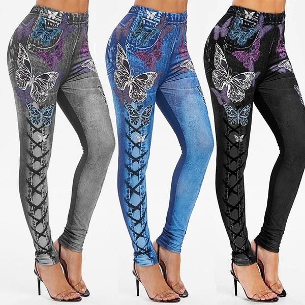 spring oversized butterfly print denim sports leggings plus size women's slim fit breathable buttocks nine-point pencil pants 5x, Black
spring oversized butterfly print denim sports leggings plus size women's slim fit breathable buttocks nine-point pencil pants 5x, Black