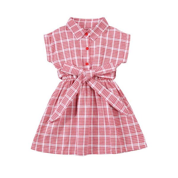 girls dress casual clothing red plaid print button short sleeve a -line with bow belt girl's dresses, Red;yellow
girls dress casual clothing red plaid print button short sleeve a -line with bow belt girl's dresses, Red;yellow