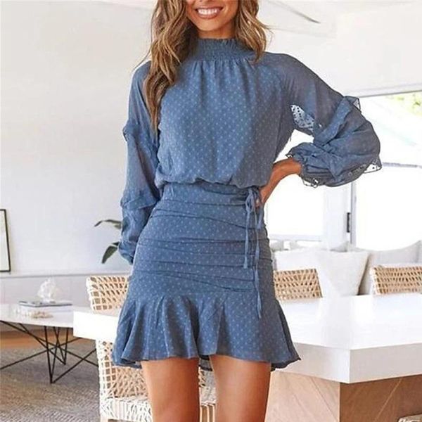 casual dresses chiffon dot ruffled short women ruched long sleeve lace up female mini pencil dress tide summer sweet office clothes, Black;gray
casual dresses chiffon dot ruffled short women ruched long sleeve lace up female mini pencil dress tide summer sweet office clothes, Black;gray