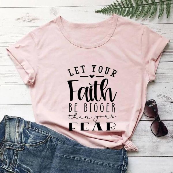 women's t-shirt let your faith be bigger than fear 100%cotton women tshirt christian shirt funny summer casual t tee, White
women's t-shirt let your faith be bigger than fear 100%cotton women tshirt christian shirt funny summer casual t tee, White