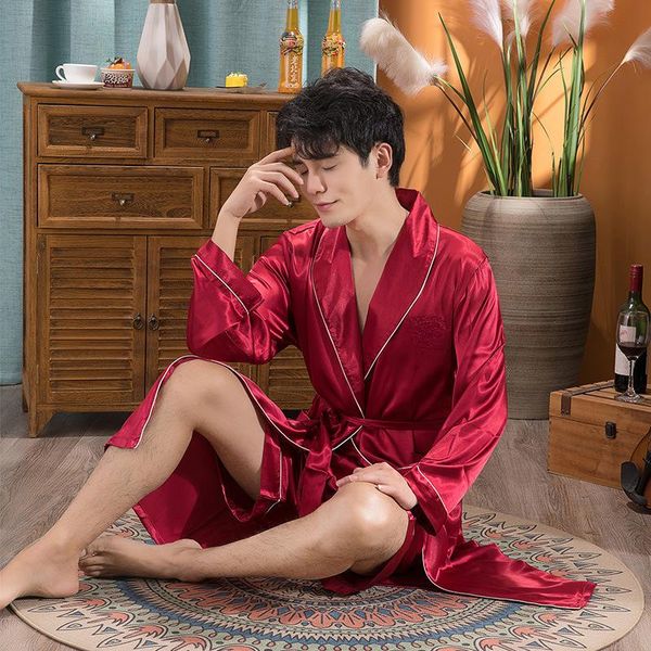men's sleepwear fashion men satin nightgown spring male nightwear robe gown lingerie underwear japan kimono bathrobe robes dress, Black;brown
men's sleepwear fashion men satin nightgown spring male nightwear robe gown lingerie underwear japan kimono bathrobe robes dress, Black;brown