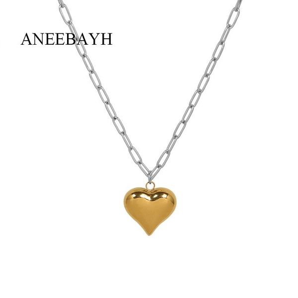 pendant necklaces fashion statement gold heart for women double color clavicle choker 316l stainless steel jewelry, Silver
pendant necklaces fashion statement gold heart for women double color clavicle choker 316l stainless steel jewelry, Silver