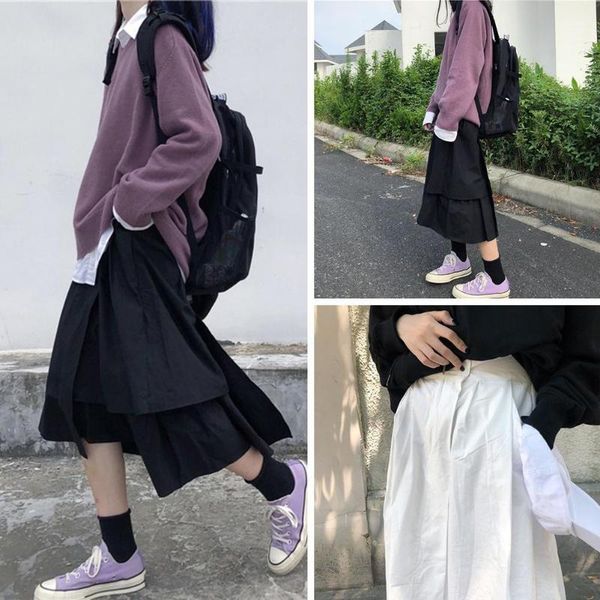 skirts women lady casual solid color loose high waist pleated irregular hem long skirt style, Black
skirts women lady casual solid color loose high waist pleated irregular hem long skirt style, Black