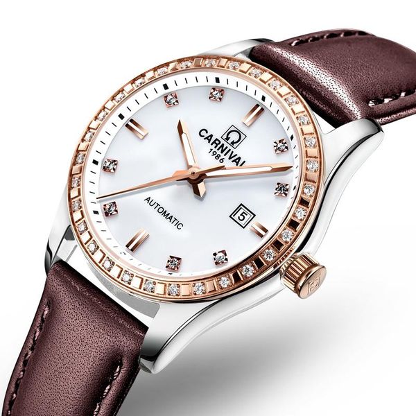 wristwatches switzerland carnival women watches ladies automatic mechanical watch waterproof relogio feminino 8685l-4, Slivery;brown
wristwatches switzerland carnival women watches ladies automatic mechanical watch waterproof relogio feminino 8685l-4, Slivery;brown