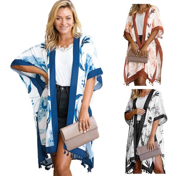 women's swimwear summer women chiffon loose floral kimono beach cardigan bikini cover up blouse shirts female seaside sunscreen coat, White;black
women's swimwear summer women chiffon loose floral kimono beach cardigan bikini cover up blouse shirts female seaside sunscreen coat, White;black