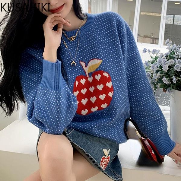 women's sweaters kusahiki women 2021 autumn winter cartoon jacquard knitted pullovers causal long sleeve o-neck pull jumper 6v270, White;black
women's sweaters kusahiki women 2021 autumn winter cartoon jacquard knitted pullovers causal long sleeve o-neck pull jumper 6v270, White;black