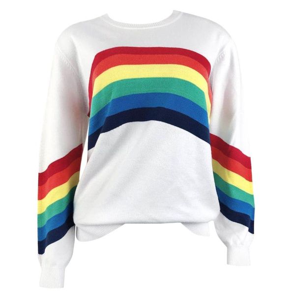 women's sweaters women long sleeve crew neck sweater rainbow striped patchwork knitwear casual loose pullover jumper sweatshiirt, White;black
women's sweaters women long sleeve crew neck sweater rainbow striped patchwork knitwear casual loose pullover jumper sweatshiirt, White;black