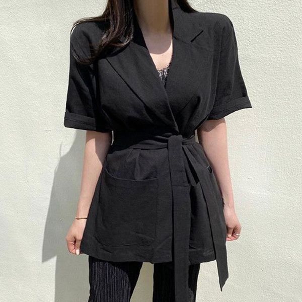 summer fashion temperament elegant retro suit collar solid color big pocket short sleeve belt jacket women 16f1081 210510, Black;brown
summer fashion temperament elegant retro suit collar solid color big pocket short sleeve belt jacket women 16f1081 210510, Black;brown