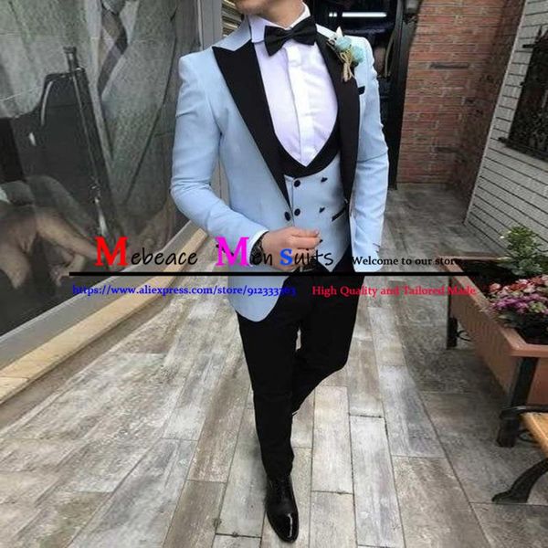 men's suits & blazers fashion custom sky blue blazer with black pants 3 pcs (coat+pants+vest)slim fit groomsmen for wedding dinner part, White;black
men's suits & blazers fashion custom sky blue blazer with black pants 3 pcs (coat+pants+vest)slim fit groomsmen for wedding dinner part, White;black