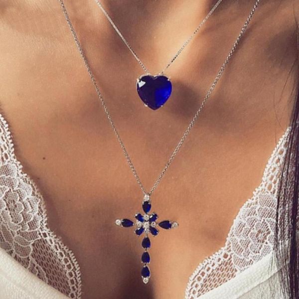 pendant necklaces women two layer cross heart full necklace chain jewelry gift, Silver
pendant necklaces women two layer cross heart full necklace chain jewelry gift, Silver