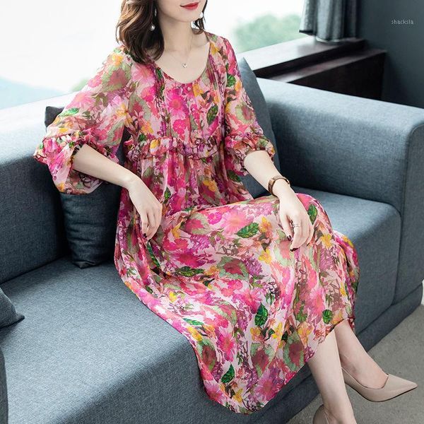 spring summer women plus size vintage printing mid-calf silk dresses female elegant o-neck loose casual k14, Black;gray
spring summer women plus size vintage printing mid-calf silk dresses female elegant o-neck loose casual k14, Black;gray