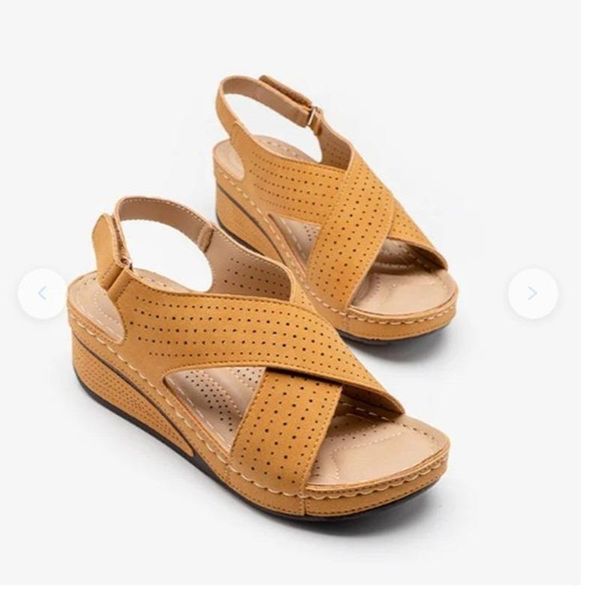 women faux leather sandals stitching openwork wedge female shoes casual comfortable retro sandalis summer, Black
women faux leather sandals stitching openwork wedge female shoes casual comfortable retro sandalis summer, Black