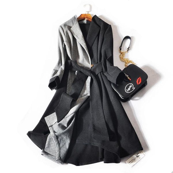 women's trench coats windbreakers lace up long sleeve patchwork midi coat female 2021 autumn winter fashion korean style, Tan;black
women's trench coats windbreakers lace up long sleeve patchwork midi coat female 2021 autumn winter fashion korean style, Tan;black
