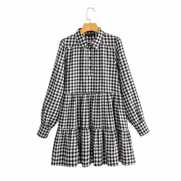 casual dresses women turn-down collar za gray plaid mini female sprint elegant long sleeve pleated loose dress chic ikfe, Black;gray
casual dresses women turn-down collar za gray plaid mini female sprint elegant long sleeve pleated loose dress chic ikfe, Black;gray