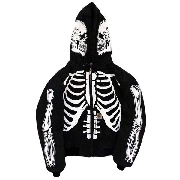 men's hoodies & sweatshirts hip hop bone print sweatshirt streetwear 2021 autumn high street zipper loose skull painted cardigan, Black
men's hoodies & sweatshirts hip hop bone print sweatshirt streetwear 2021 autumn high street zipper loose skull painted cardigan, Black