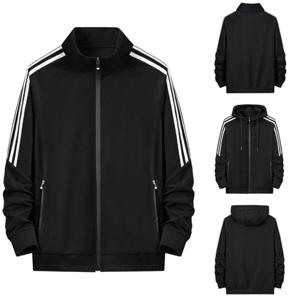 men's casual sweater youth hooded solid color three bar cardigan loose coat brand black stand collar top
men's casual sweater youth hooded solid color three bar cardigan loose coat brand black stand collar top