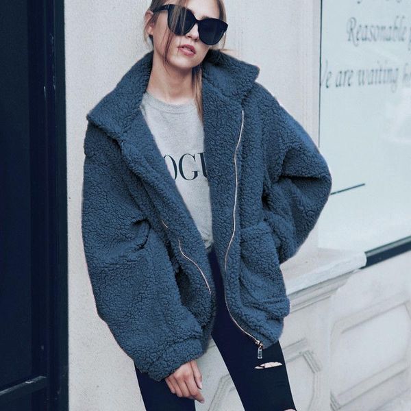 women's wool & blends autumn winter cloth women coats and jackets pocket lamb cashmere streetwear korean style loose coat zipper plush, Black
women's wool & blends autumn winter cloth women coats and jackets pocket lamb cashmere streetwear korean style loose coat zipper plush, Black