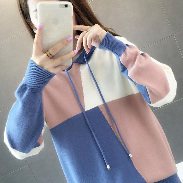 women's sweaters autumn dress 2021 korean style loose cap knitted sweater fashion impact coloring college wind jacket tide, White;black
women's sweaters autumn dress 2021 korean style loose cap knitted sweater fashion impact coloring college wind jacket tide, White;black