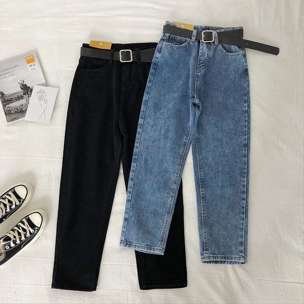 2011vintage high waist jeans women solid straight pants loose casual high street denim trousers pantalon femme plus size with belt, Blue
2011vintage high waist jeans women solid straight pants loose casual high street denim trousers pantalon femme plus size with belt, Blue