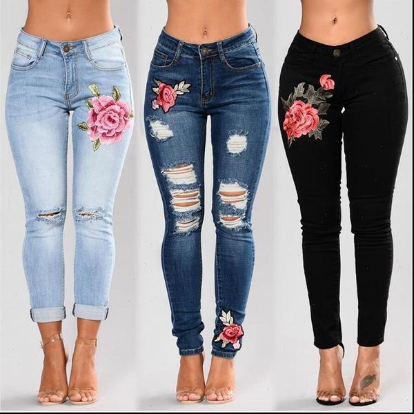 stretch embroidered womens jean jeans for women elastic flower ladies pencil denim pants hole ripped rose pattern pantalon femme, Blue
stretch embroidered womens jean jeans for women elastic flower ladies pencil denim pants hole ripped rose pattern pantalon femme, Blue