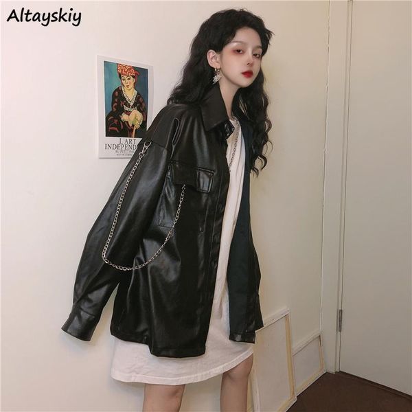 women's jackets moto biker women pu leather couples basic coats female harajuku uniesx bf chain pockets all-match oversize outerwear ol, Black;brown
women's jackets moto biker women pu leather couples basic coats female harajuku uniesx bf chain pockets all-match oversize outerwear ol, Black;brown