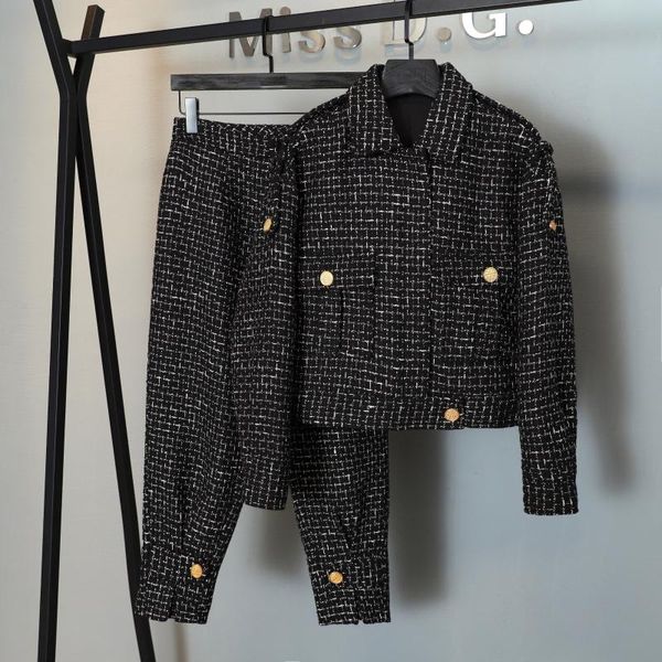 women's two piece pants 2021fw autumn casual women tweed jacket coat + chic long trouse female suits 2 sets ms 10.13, White
women's two piece pants 2021fw autumn casual women tweed jacket coat + chic long trouse female suits 2 sets ms 10.13, White