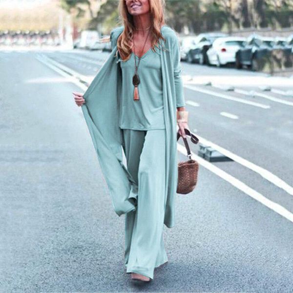 women's two piece pants autumn fashion women casual elegant suits v-neck sling wide leg pant long cardigan three set spring lady solid, White
women's two piece pants autumn fashion women casual elegant suits v-neck sling wide leg pant long cardigan three set spring lady solid, White