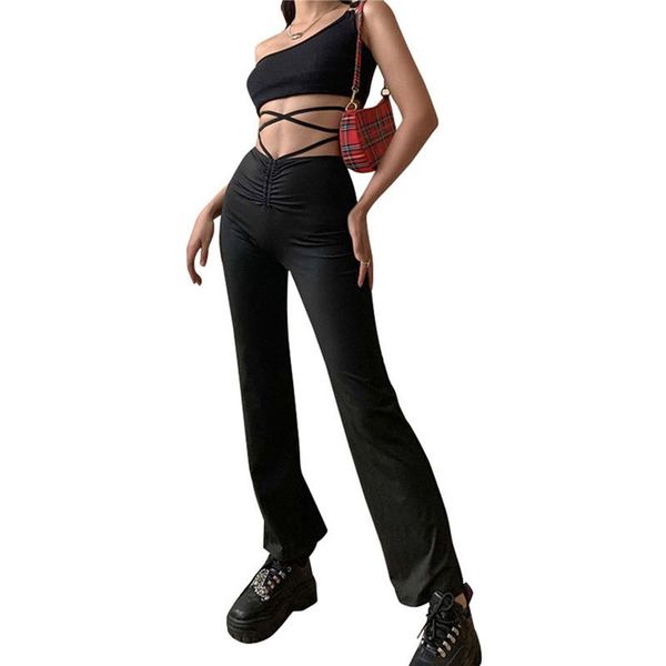 women's pants & capris women slim trousers with bandage decoration, high waist solid color summer clothing, Black;white
women's pants & capris women slim trousers with bandage decoration, high waist solid color summer clothing, Black;white