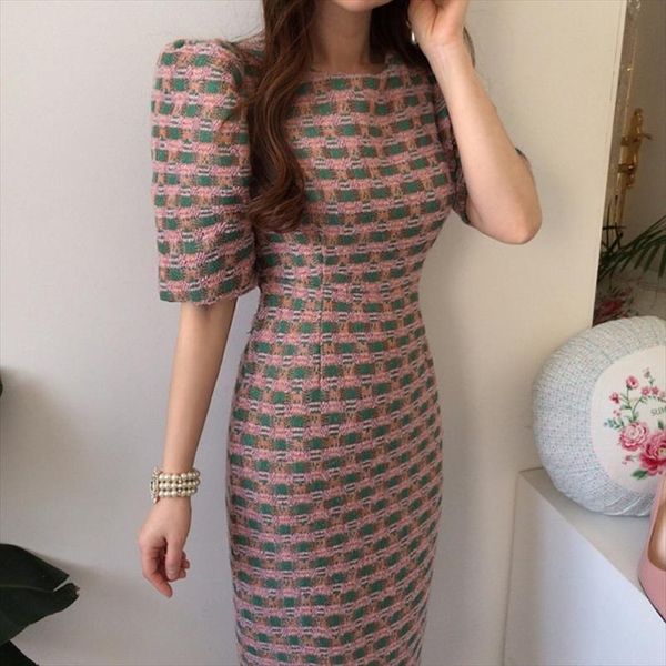 chic pink tweed short sleeve womens dresses summer korean elegant slim waist plaid vestidos back bow vintage female, Black;gray
chic pink tweed short sleeve womens dresses summer korean elegant slim waist plaid vestidos back bow vintage female, Black;gray